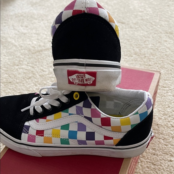 Vans Old Skool Checkerboard Rainbow Colorful Checker Lace-Up Sneakers - Picture 11 of 12